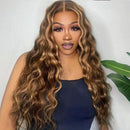 P4/27 Highlight Ombre Loose Deep Wave Bundles with 4x4 13x4 HD Closure Frontal Virgin Human Hair 3/4 Bundles With Closure