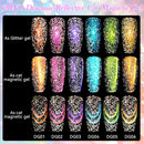 LILYCUTE 7ml Purple Dynamic Reflective Cat Magnetic Gel Sparkling Double Light Effect Semi Permanent UV Nail Art Gel Varnish