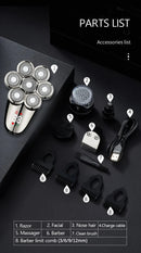 5 In 1 Electric Shaver For Men Bald Head Hair Clipper Nose Trimmer 7D Floating Blade Head Shaving Beard Knife Rechargeable Razor