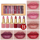 6 Colors Gold Bar Tube Lipstick Matte Texture Pearlescent Glitter Velvet Lipstick Valentine's Day Gift 6PCS