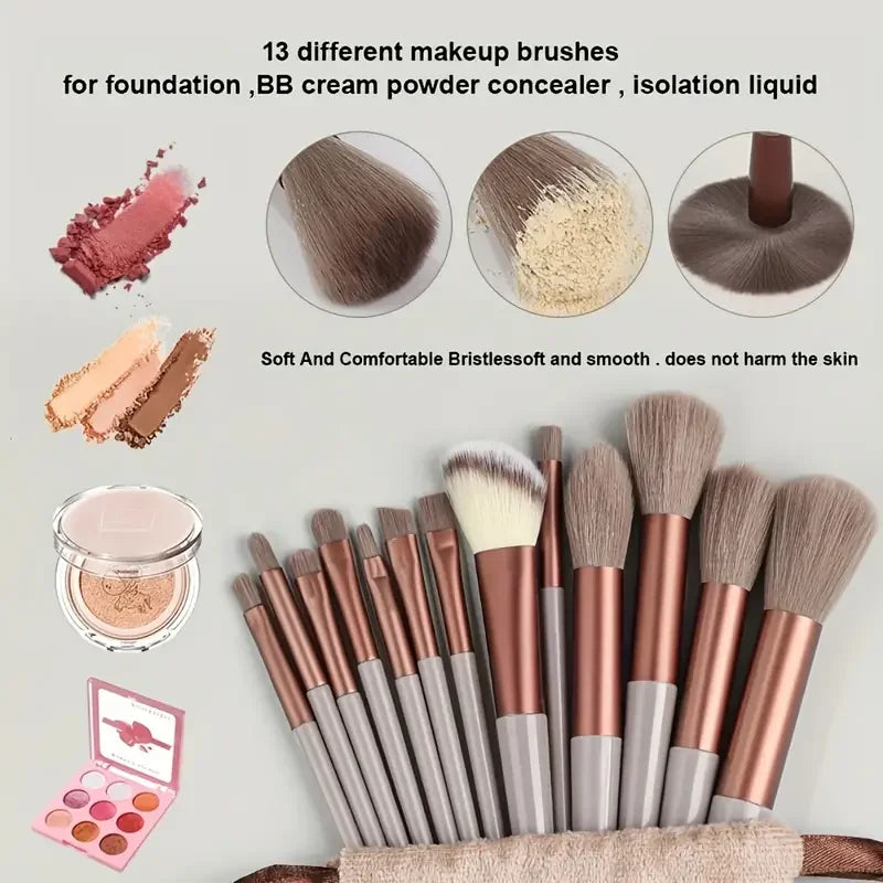 NEW13PCS Makeup Brush Set Eye Shadow Highlighter Concealer Brush Blush Loose Powder Brush Blending Soft Fluffy Women Beauty Tool