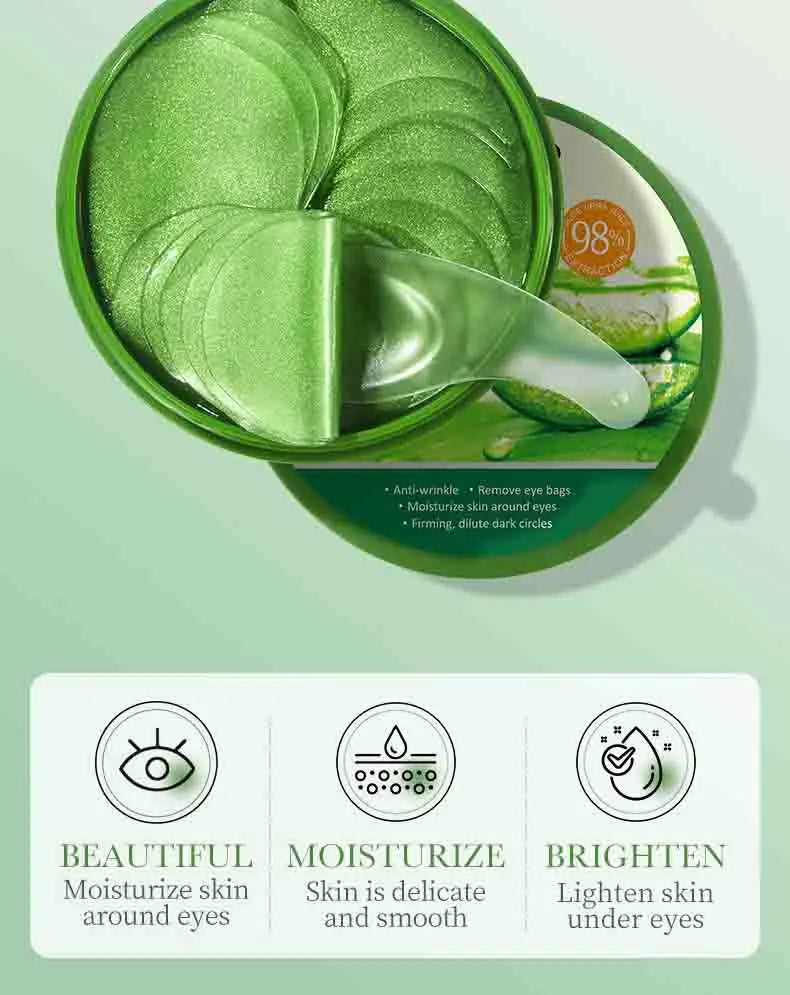 60pcs Aloe Vera Collagen Eye Mask Anti Dark Circles Removal Eyes Bags Moisturizing Firming Eye Patches Eyes Skin Care Products