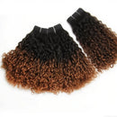 Ombre Brown T1b/30 Mongolian Pixie Curls Hair Weave Bundles with Closure Human Hair Bundles And Closure Frontal with Bundles