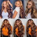 30 32 Inch Highlight Body Wave Bundle 100% Human Hair Bundle P4/27 Honey Brown Brazilian Hair Bundles 1 3 4 Remy Hair Bundle