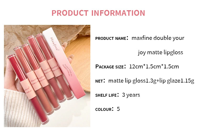 Double End Lip Glaze Full Gloss Mirror And Matte Velvet Long Term Color And Moisture Lip Gloss Anti Stain Cosmetic Lip Glaze