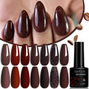 LILYCUTE 6Pcs/Set 7ML Brown Gel Nail Polish Winter Coffee Semi Permanent Soak Off UV Gel Design Nail Art Manicure Kit Varnish