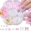 500PCS 3D Nail Art Decoration Kit with Resin Bows, Flat Back Pearls, and Assorted Shapes – Unscented DIY Craft Embellishments
