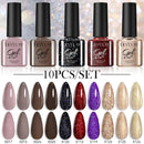 LILYCUTE 10PCS/Set 7ml Gel Nail Polish Coffee Red Pink Nude Gel Varnish Semi Permanent Soak Off UV LED Nail Art Manicure Kit