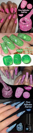 LILYCUTE 6PCS/SET 7ML Fluorescent Reflective Glitter Gel Nail Polish Summer Neon Super Shining Semi Permanent UV Gel Nail Art