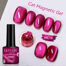 LILYCUTE 7ml Autumn Cat Magnetic Gel Nail Polish Red Brown Semi Permanent Glitter Magnetic Gel UV/LED Soak Off Varnish Design