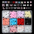 12Grids/Box 3D Mixed Bowknot Pearl Heart Nail Charms Flatback Resin Flower,Star,Moon Nail Rhinestones DIY Nail Art Decorations &