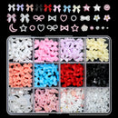 12Grids/Box 3D Mixed Bowknot Pearl Heart Nail Charms Flatback Resin Flower,Star,Moon Nail Rhinestones DIY Nail Art Decorations &