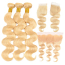 #613 Honey Blonde Body Wave Human Hair Bundles With HD Closure Frontal 4x4 13x4 Virgin Hair Loose Body Wave Bundles With Closure