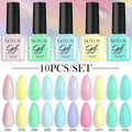 LILYCUTE 10PCS/Set 7ml Gel Nail Polish Coffee Red Pink Nude Gel Varnish Semi Permanent Soak Off UV LED Nail Art Manicure Kit