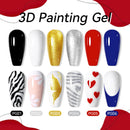 LILYCUTE 8ml 3D Painting Nail Gel White Black Color High Saturation Gradient Pat Multifunctional UV LED No Wipe Manicure Gel