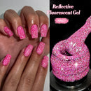 LILYCUTE 7ml Pink Fluorescent Reflective Gel Nail Polish Shining Glitter Neon Semi Permanent Soak Off UV Gel Nail Art Manicure