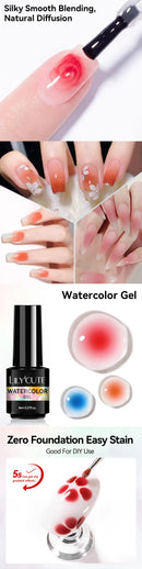 LILYCUTE 8ML Watercolor Nail Gel Blossom Spreading Effect Functional Gel UV LED Soak Off Nail Art Polish Painting Nails