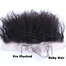 12A Afro Kinky Curly natural color 3 Bundles and 13x4 Lace Frontal Human Hair 8-24'' Brazilian Virgin Remy Pre Plucked Baby Hair