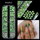 12Grids Ocean Gold Nail Art Charms Shell/Seahorse/Starfish White Half Round Pearl Gems 3D Mixed Punk Manicure Metal Rivets Studs