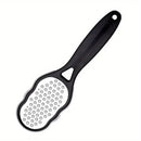 1pc professional stainless steel foot file, with splash-proof design, ergonomic handle and coarse/fine abrasive surface for