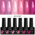 LILYCUTE 6Pcs/Set 7ML Gel DIY Nail Polish Bright Pink Semi Permanent Soak Off UV LED Gel Varnish Nail Art Design Manicure Kit