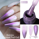 LILYCUTE 7ML Auroras Thermal Gel Nail Polish Purple Glitter Temperature Color Changing Semi Permanent Soak Off UV Nail Art Gel