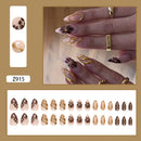 24pcs White Flower Fake Nail Tips Ins Yellow Pink Blush False Nails Wearable Full Cover European Almond Shaped Press on Nails