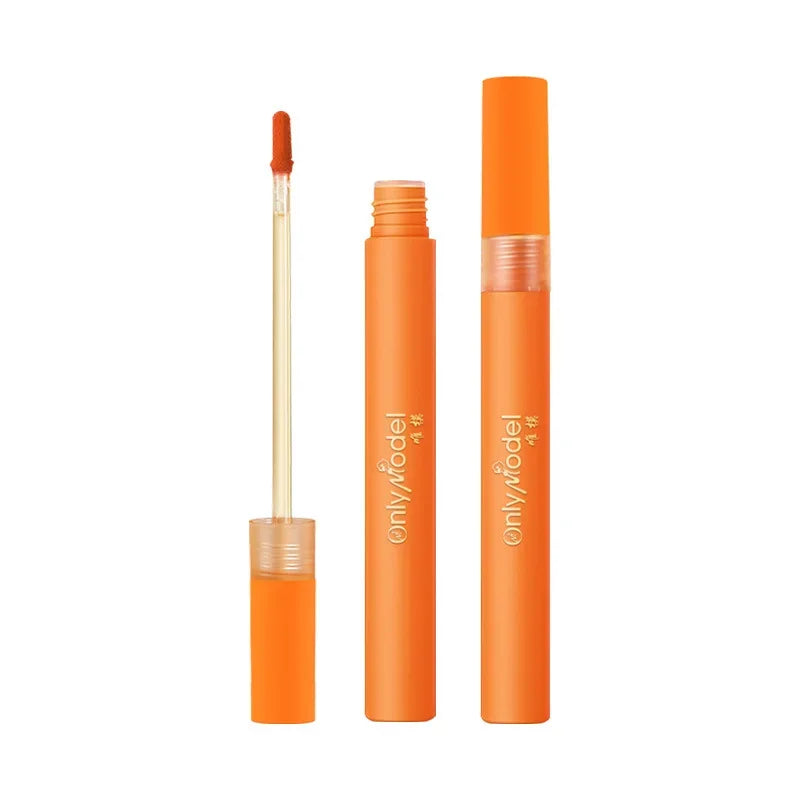 Bright Orange Color Lip Glaze Carrot Matte Velvet Liquid Lip Gloss Easy to Apply Lasting Lipstick Korea Lips Makeup Cosmetics