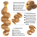 #27 Honey Brown Body Wave Bundles With Closure Colored Human Hair Bundles With Closure Brazilian Hair Weave 3/4 Bundles And Fron