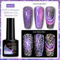 LILYCUTE 7ml Purple Dynamic Reflective Cat Magnetic Gel Sparkling Double Light Effect Semi Permanent UV Nail Art Gel Varnish