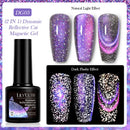 LILYCUTE 7ml Purple Dynamic Reflective Cat Magnetic Gel Sparkling Double Light Effect Semi Permanent UV Nail Art Gel Varnish
