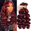 #99J Loose Wave Brazilian Human Hair Weave Bundles Burgundy Red Remy Color 1/3/4 Bundles Hot Sale Deals for Wig Extensions