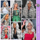Silver Grey Body Wave Bundles Human Hair with Closure 4X4 13x4 HD Lace Frontal Brazilian Raw Double Weft Human Hair Extensions