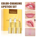3pcs Lipstick Set Flower Jelly Crystal Clear Long Lasting Lips Color Change Pink lip gloss Cosmetics