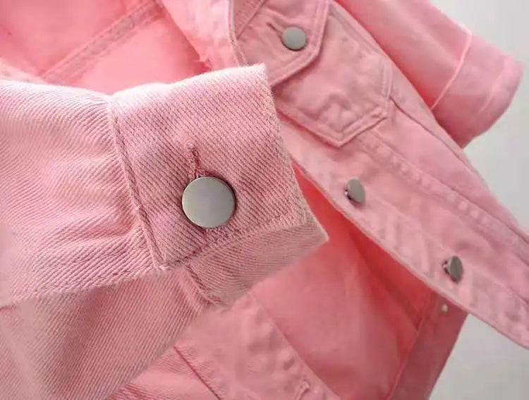 Women Denim Jacket Spring Autumn Short Coat Pink Jean Jackets Casual Tops Purple Yellow Purple Blue Loose Tops Lady Outerwear