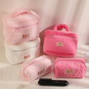 Soft Plush Large Capcity Makeup Bags for Women Daily Cosmetics Organzier Simple Style Tote Travel Toiletry Bag Sac A Main