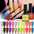 LILYCUTE 7ml Neon Crackle Gel Nail Polish Summer Fluorescent Quick Drying Semi Permanent UV Gel Nail Art Varnish DIY Manicure