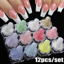 24pcs/Set Sparkly Holographic Fine Sugar Nail Powder Diamond Chrome Pigment Dust For Gel Polish Glitter Manicure Accessories