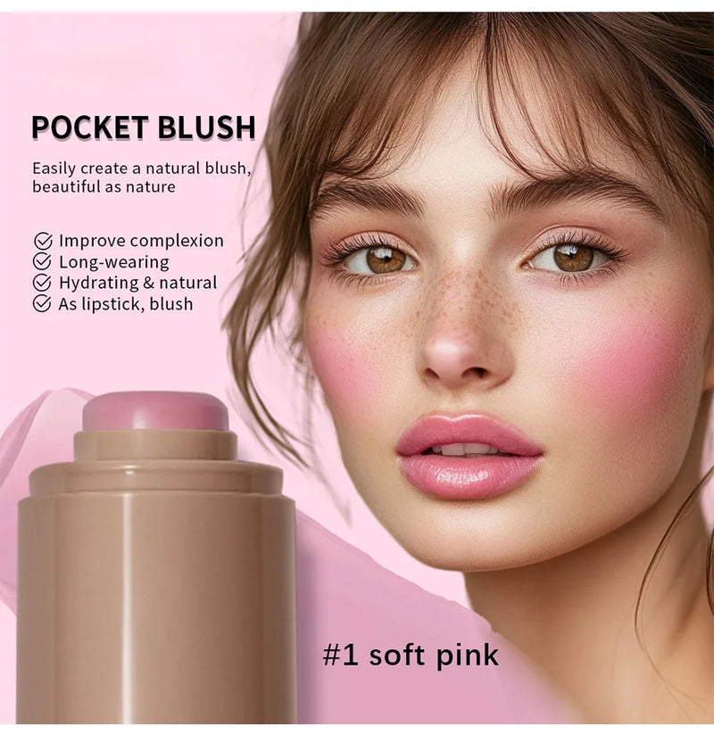 3-in-1Blush Stick Lasting Brightens Facial Cheek Stick Moisturizing Flash Lip Gloss Makeup Lip Gloss Face Rouge