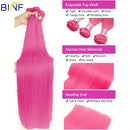 Hot Pink Colored Bone Straight Human Hair Bundles Virgin Hair Human Hair Extensions 1/3/4 Human Hair Bundles Double Weft