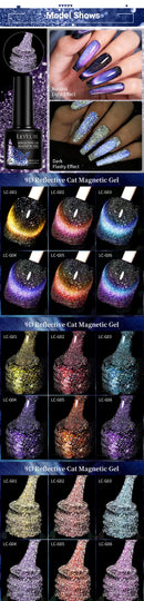 LILYCUTE 7ml 9D Reflective Cat Magnetic Gel Nail Polish Blue Sparkling Semi Permanent UV Gel Soak Off Glitter Gel Nail Art