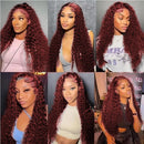 Reddish Brown Human Hair 1/3/4 Bundles with 4X4 13X4 Closure Deep Wave Lace Frontal Human Hair Weave Remy Human Hair Extensions