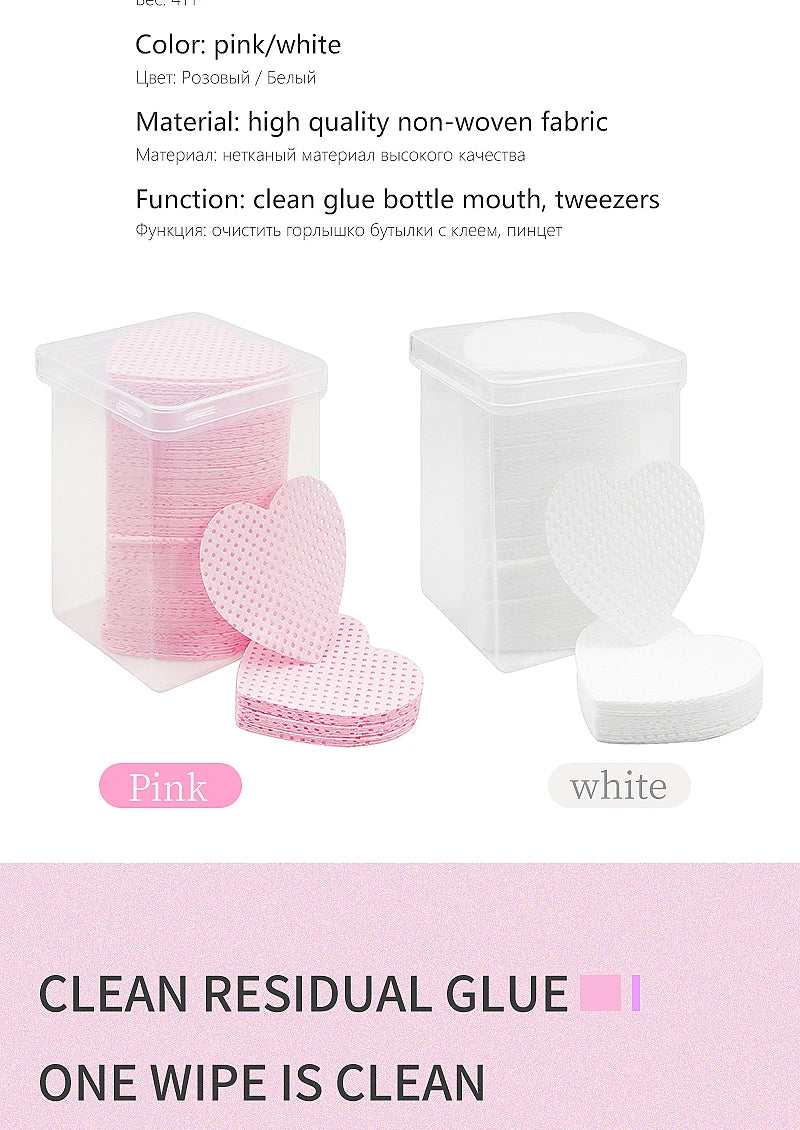 200 Pcs Disposable Lint-Free Paper Cotton Wipes Eyelash Extension Glue Remover Pads Cleaning Wipes Cosmetics Makeup Tools