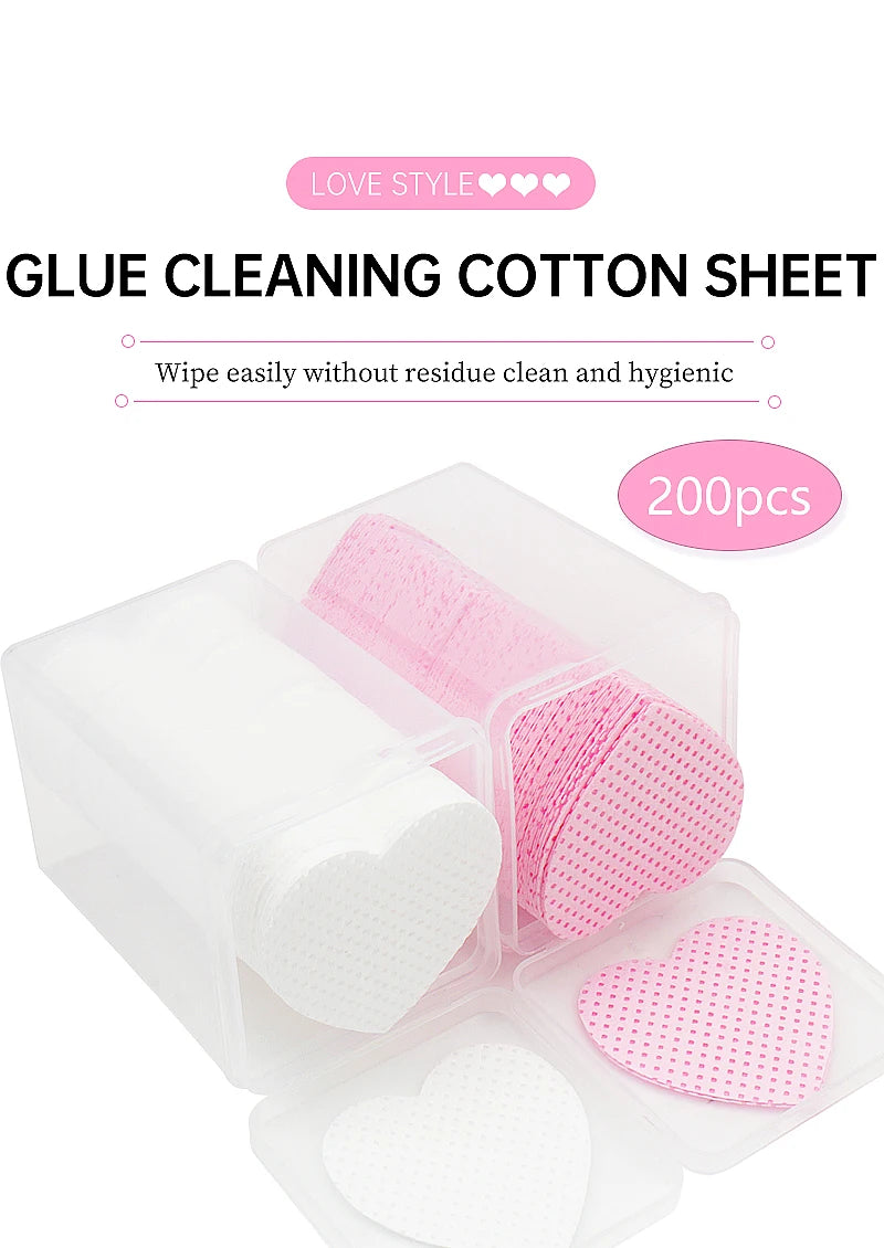 200 Pcs Disposable Lint-Free Paper Cotton Wipes Eyelash Extension Glue Remover Pads Cleaning Wipes Cosmetics Makeup Tools