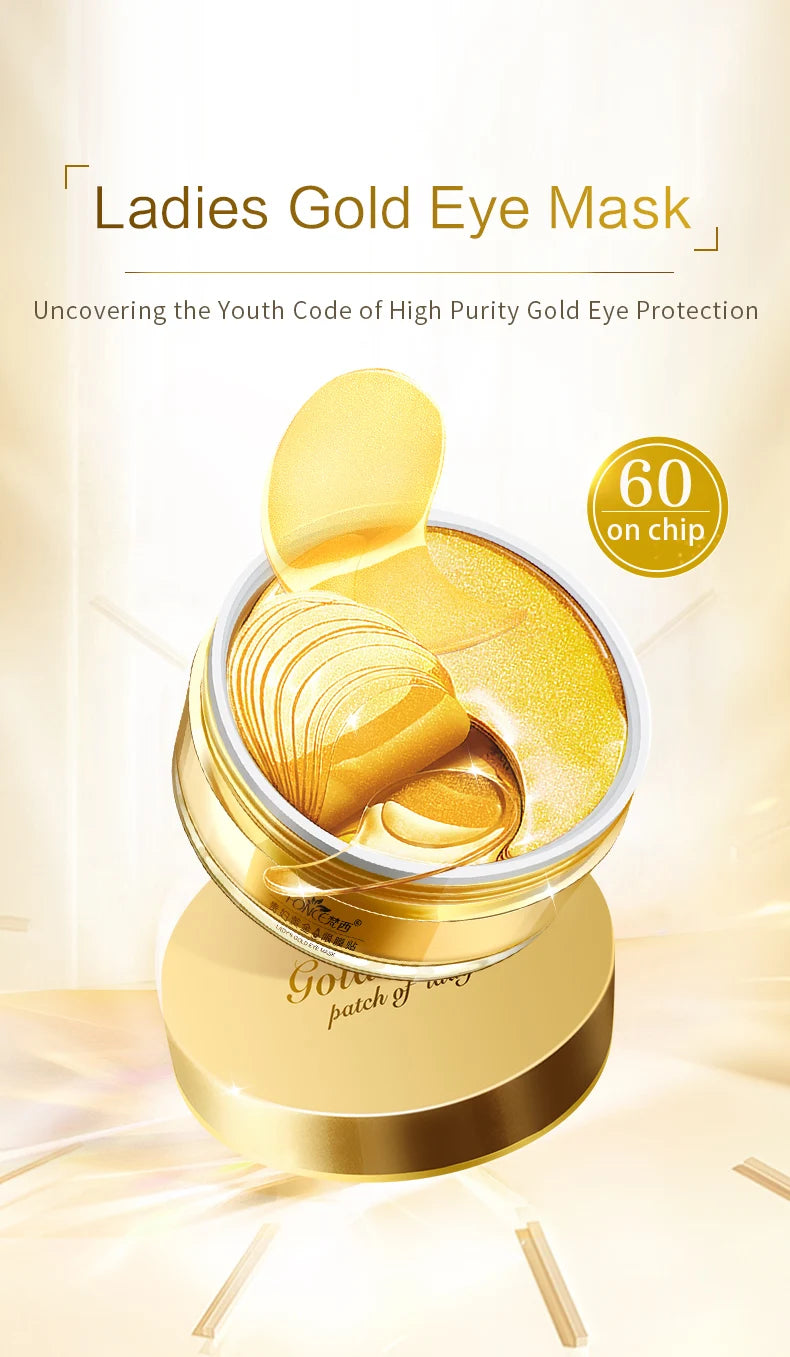 60pieces FONCE Women's Golden Moisturizing Eye Mask Patch, Moisturizing and Moisturizing,Easy to Absorb,Mild and Non Irritating