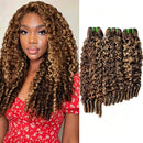 Ombre Highlight Burmese Curly Bundles Human Hair P4/27 13A Unprocessed Brazilian Remy Virgin Extensions 1/3/4pcs for Women