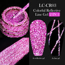 LILYCUTE 8pcs 5ML Metal Painting Reflective Glitter Liner Gel Nail Polish Sparkling French Line Gel Semi Permanent Nail Art