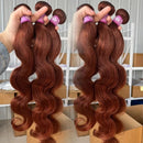 #33 Reddish Brown Colored Body Wave Human Hair 1/3/4 Bundle with Closure 15A Human Hair Weaving Weft Remy Human Hair Extensions