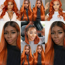 Ombre Ginger Body Wave Human Hair Weave Bundles T1B/350 with HD Lace Closure Frontal Pre-Plucked Ombre