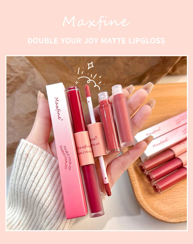 Double End Lip Glaze Full Gloss Mirror And Matte Velvet Long Term Color And Moisture Lip Gloss Anti Stain Cosmetic Lip Glaze